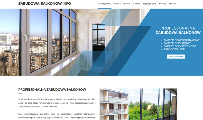 Zabudowy balkonów Warszawa