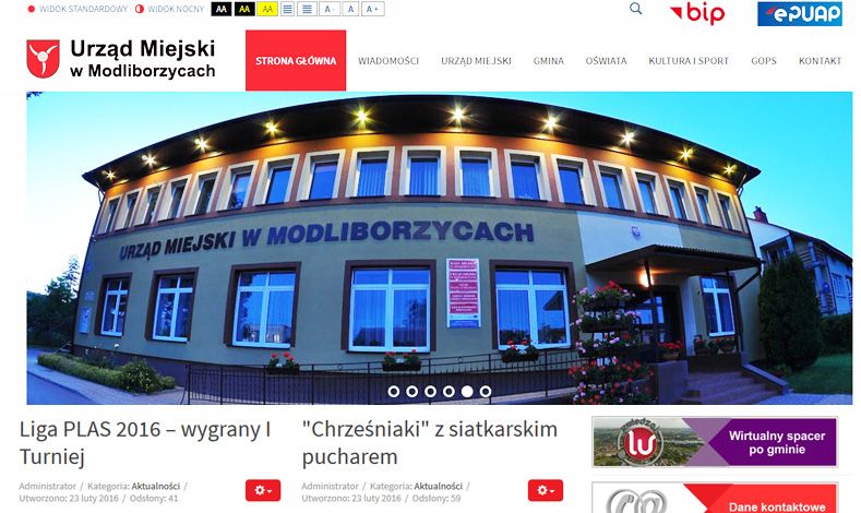 strona internetowa Urząd Miejski Modliborzyce